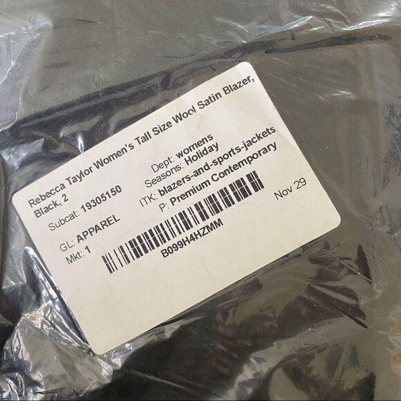 Rebecca Taylor Solid Black Wool Satin Long Sleeve Tall Blazer Jacket Size 2 New - Picture 4 of 5